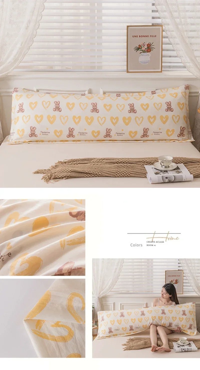 New Skin-friendly Couple Pillowcase Cozy Polyester Long Pillow Case Large Size 120 150 180cm Pillow Cover Hugging Pillow Case
