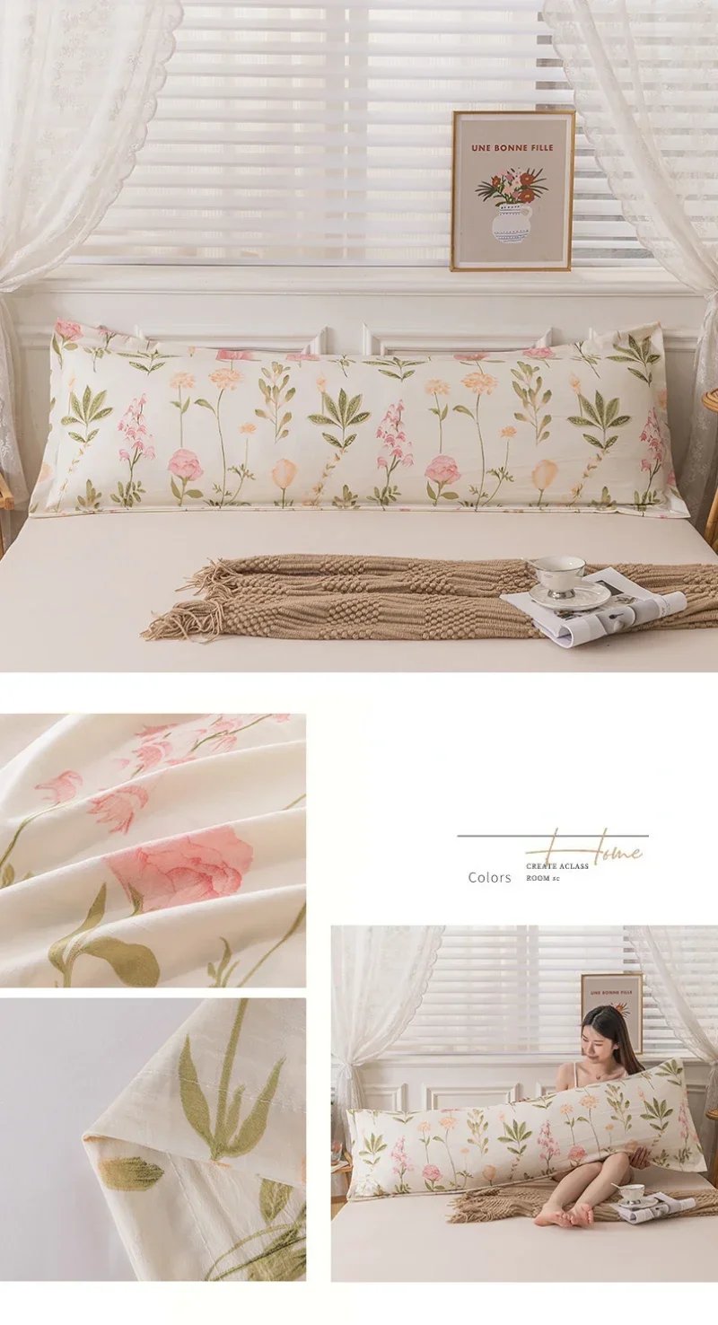 New Skin-friendly Couple Pillowcase Cozy Polyester Long Pillow Case Large Size 120 150 180cm Pillow Cover Hugging Pillow Case