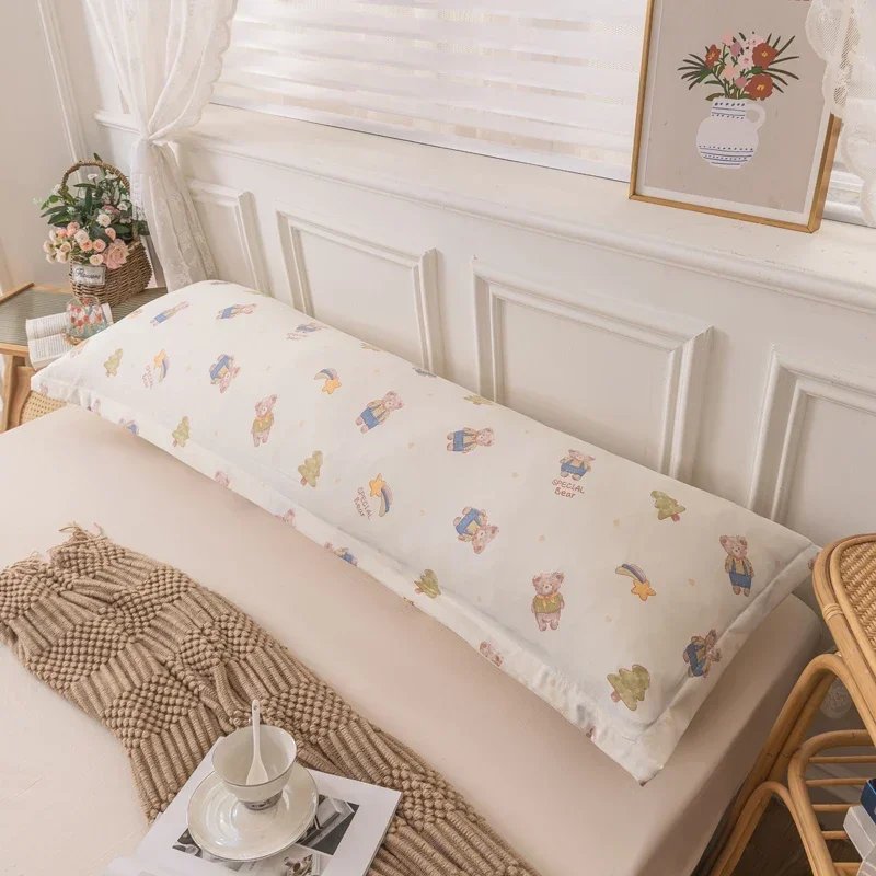 New Skin-friendly Couple Pillowcase Cozy Polyester Long Pillow Case Large Size 120 150 180cm Pillow Cover Hugging Pillow Case