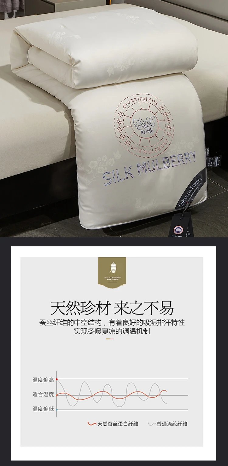 100% Mulberry silk with warm  thickened quilt core 5kg winter comforter cotton cover spring autumn home quilt luxury blanket