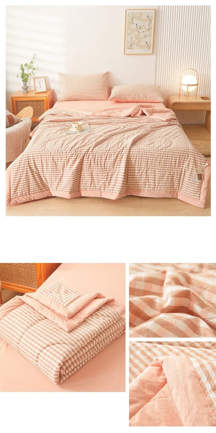 Washed Cotton Air Conditioning Washed Cotton Cover Blanket  Double Cooling Quilt Core Double-Sided Extra Large Quilt  침대