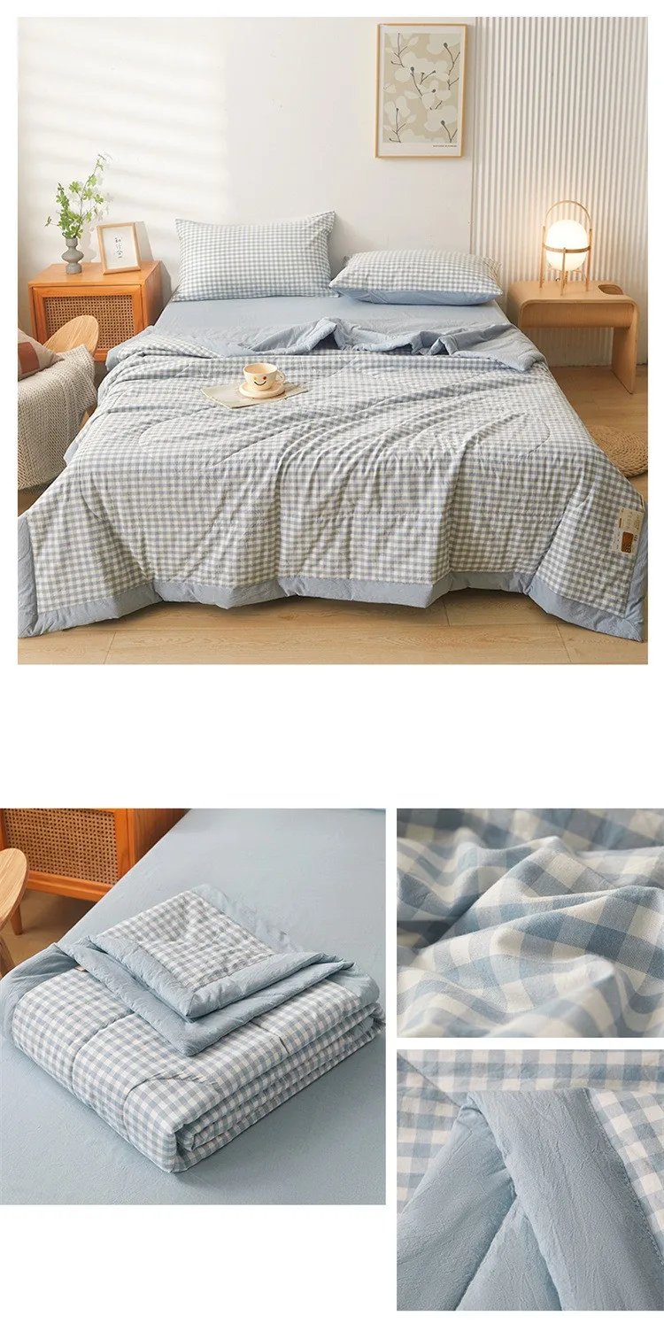 Washed Cotton Air Conditioning Washed Cotton Cover Blanket  Double Cooling Quilt Core Double-Sided Extra Large Quilt  침대