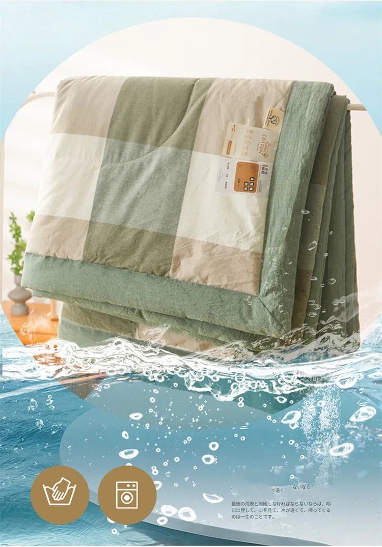 Washed Cotton Air Conditioning Washed Cotton Cover Blanket  Double Cooling Quilt Core Double-Sided Extra Large Quilt  침대