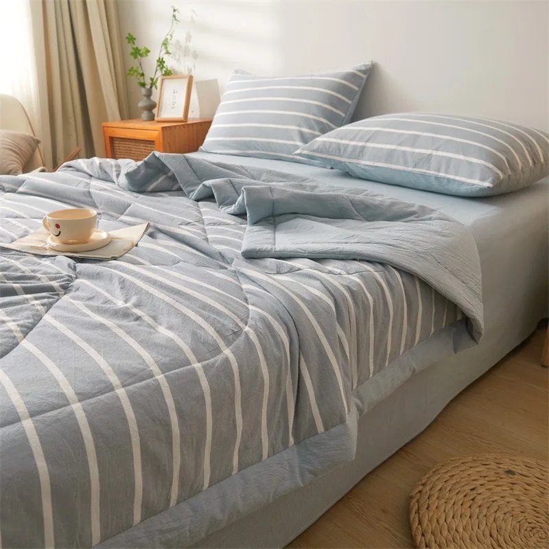Washed Cotton Air Conditioning Washed Cotton Cover Blanket  Double Cooling Quilt Core Double-Sided Extra Large Quilt  침대