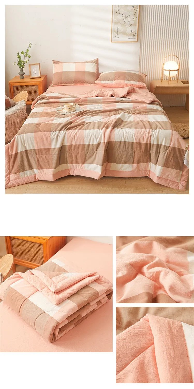 Washed Cotton Air Conditioning Washed Cotton Cover Blanket  Double Cooling Quilt Core Double-Sided Extra Large Quilt  침대
