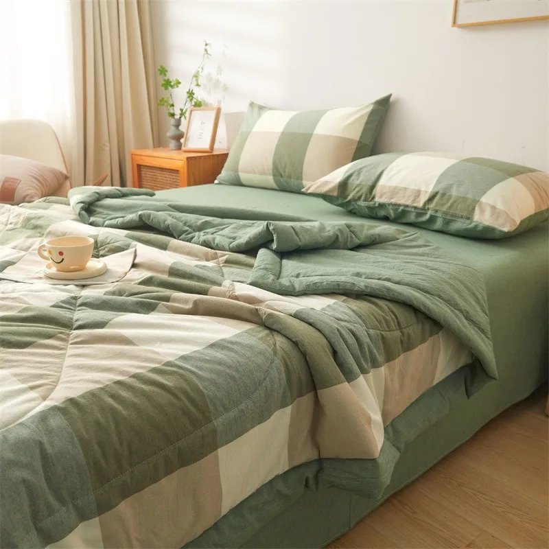 Washed Cotton Air Conditioning Washed Cotton Cover Blanket  Double Cooling Quilt Core Double-Sided Extra Large Quilt  침대