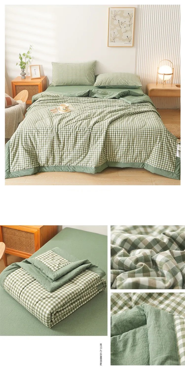 Washed Cotton Air Conditioning Washed Cotton Cover Blanket  Double Cooling Quilt Core Double-Sided Extra Large Quilt  침대