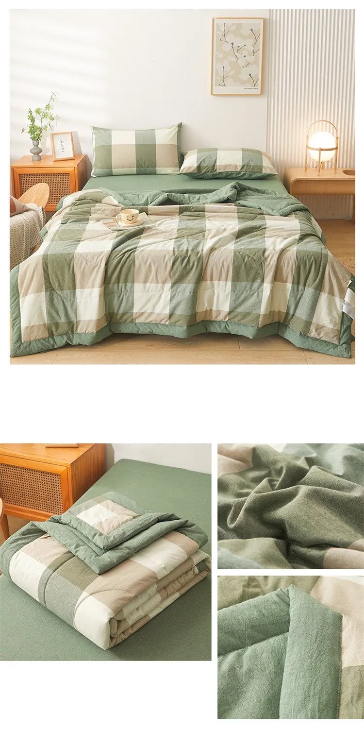 Washed Cotton Air Conditioning Washed Cotton Cover Blanket  Double Cooling Quilt Core Double-Sided Extra Large Quilt  침대