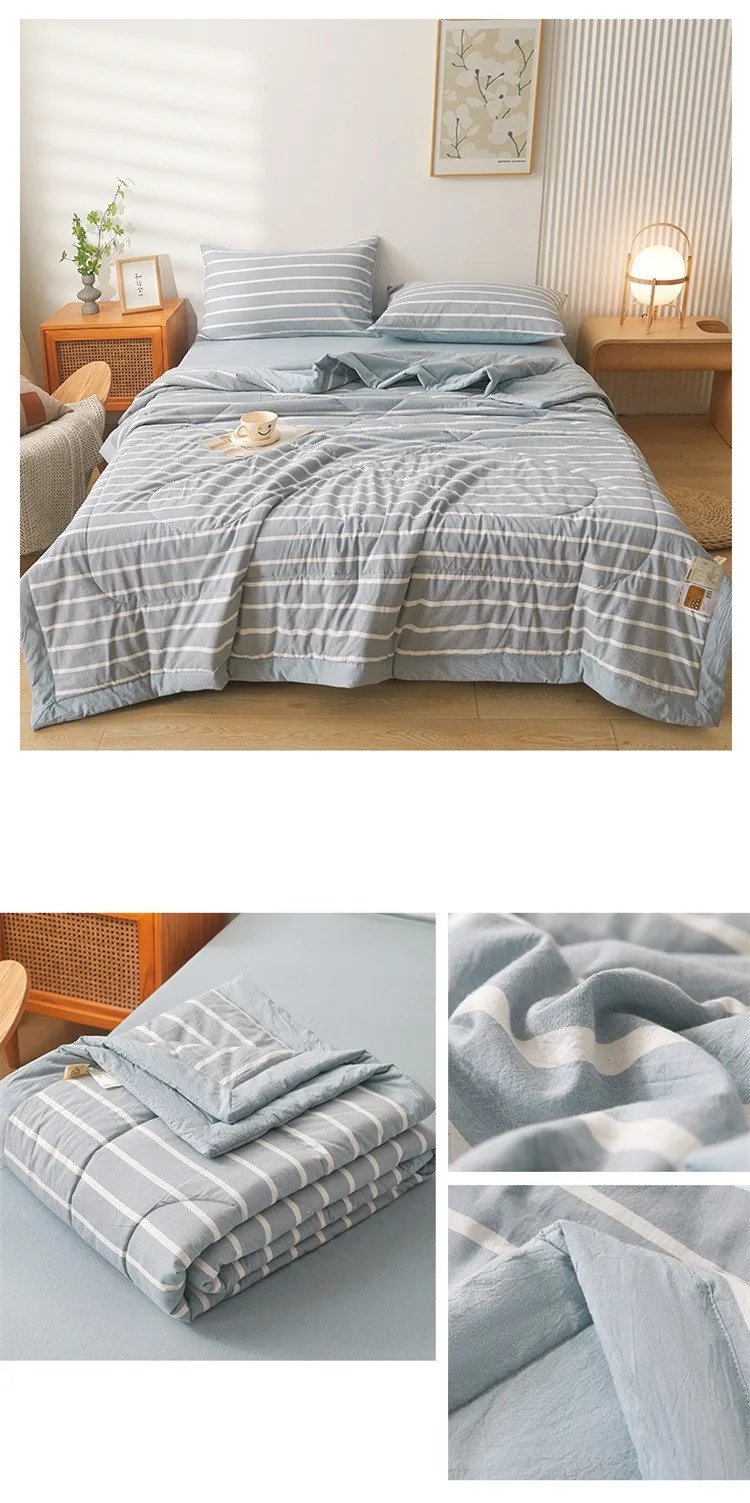 Washed Cotton Air Conditioning Washed Cotton Cover Blanket  Double Cooling Quilt Core Double-Sided Extra Large Quilt  침대