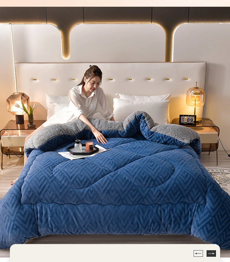 Super Warm Lamb Cashmere Quilt Winter Blanket Velvet Fabric Quilts Thickened Comforter Core Queen Full Size Weighted Blankets Super Warm Lamb Cashmere Quilt Winter Blanket Velvet Fabric Quilts Thickened Comforter Core Queen Full Size Weighted Blankets
