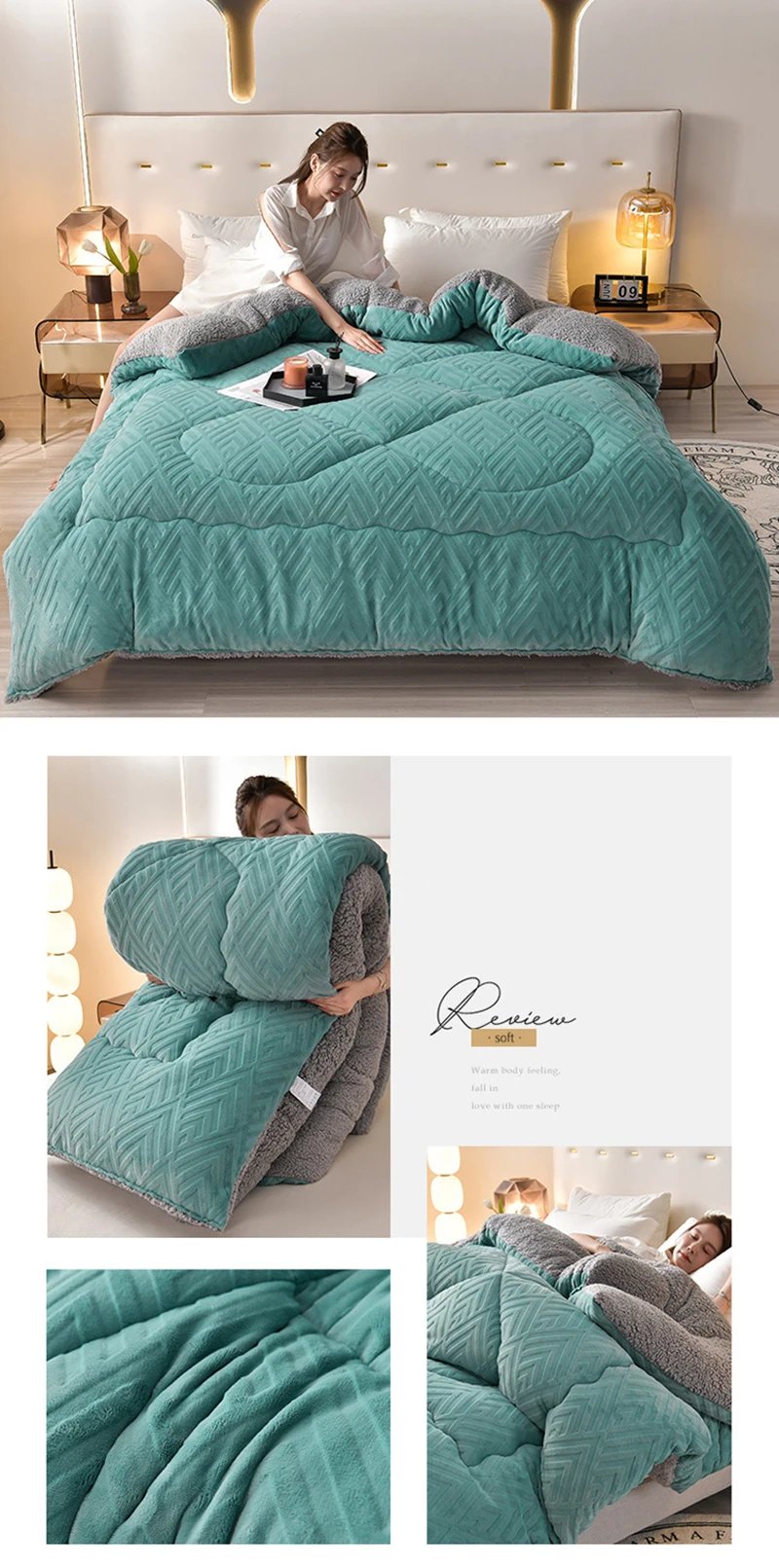 Super Warm Lamb Cashmere Quilt Winter Blanket Velvet Fabric Quilts Thickened Comforter Core Queen Full Size Weighted Blankets Super Warm Lamb Cashmere Quilt Winter Blanket Velvet Fabric Quilts Thickened Comforter Core Queen Full Size Weighted Blankets