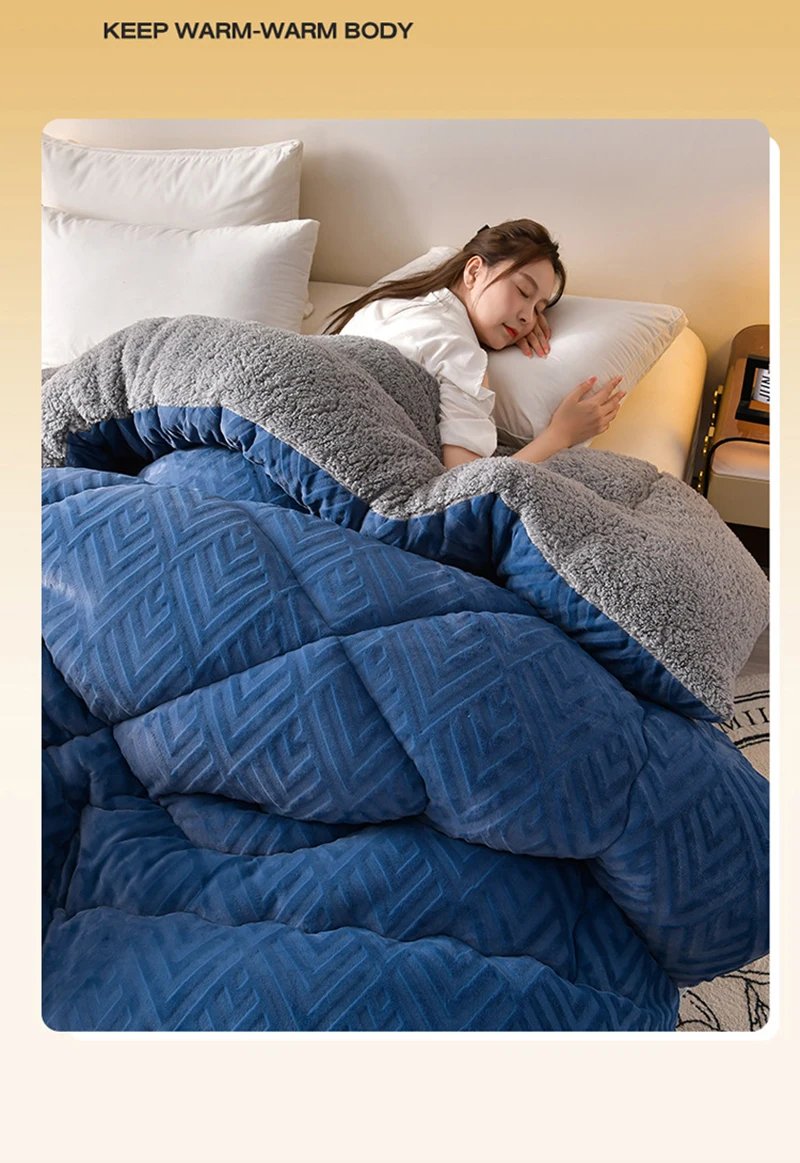 Super Warm Lamb Cashmere Quilt Winter Blanket Velvet Fabric Quilts Thickened Comforter Core Queen Full Size Weighted Blankets Super Warm Lamb Cashmere Quilt Winter Blanket Velvet Fabric Quilts Thickened Comforter Core Queen Full Size Weighted Blankets