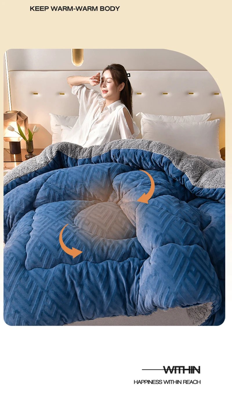 Super Warm Lamb Cashmere Quilt Winter Blanket Velvet Fabric Quilts Thickened Comforter Core Queen Full Size Weighted Blankets Super Warm Lamb Cashmere Quilt Winter Blanket Velvet Fabric Quilts Thickened Comforter Core Queen Full Size Weighted Blankets