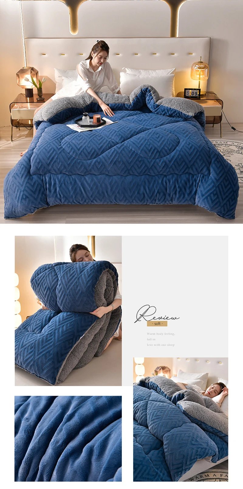 Super Warm Lamb Cashmere Quilt Winter Blanket Velvet Fabric Quilts Thickened Comforter Core Queen Full Size Weighted Blankets Super Warm Lamb Cashmere Quilt Winter Blanket Velvet Fabric Quilts Thickened Comforter Core Queen Full Size Weighted Blankets