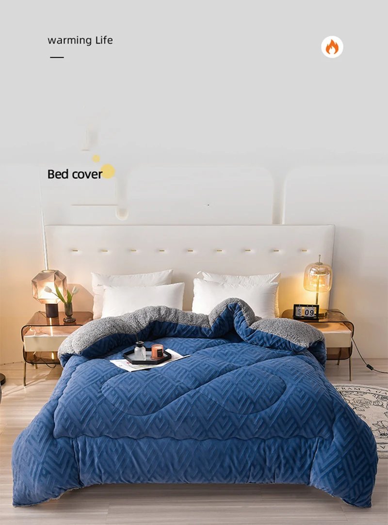 Super Warm Lamb Cashmere Quilt Winter Blanket Velvet Fabric Quilts Thickened Comforter Core Queen Full Size Weighted Blankets Super Warm Lamb Cashmere Quilt Winter Blanket Velvet Fabric Quilts Thickened Comforter Core Queen Full Size Weighted Blankets