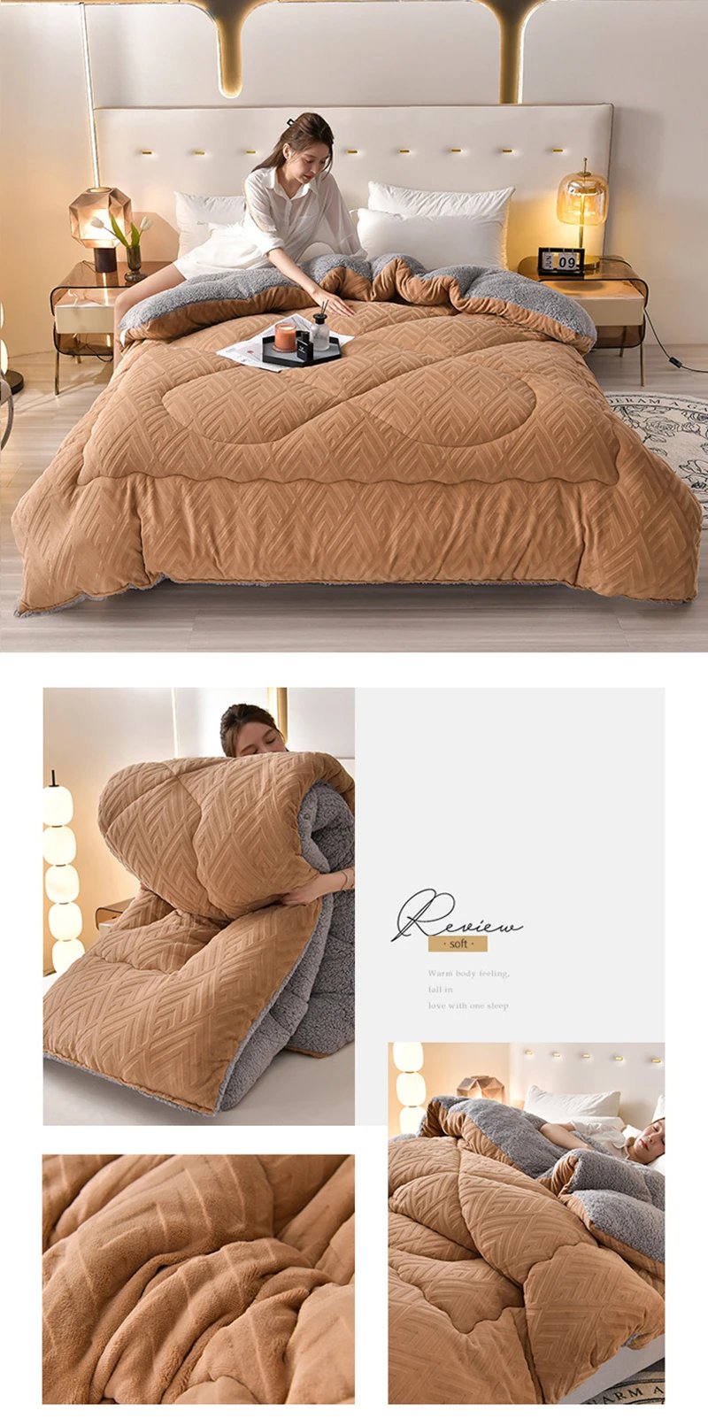 Super Warm Lamb Cashmere Quilt Winter Blanket Velvet Fabric Quilts Thickened Comforter Core Queen Full Size Weighted Blankets Super Warm Lamb Cashmere Quilt Winter Blanket Velvet Fabric Quilts Thickened Comforter Core Queen Full Size Weighted Blankets