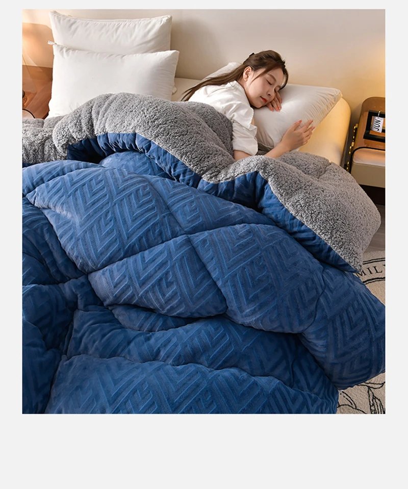 Super Warm Lamb Cashmere Quilt Winter Blanket Velvet Fabric Quilts Thickened Comforter Core Queen Full Size Weighted Blankets Super Warm Lamb Cashmere Quilt Winter Blanket Velvet Fabric Quilts Thickened Comforter Core Queen Full Size Weighted Blankets