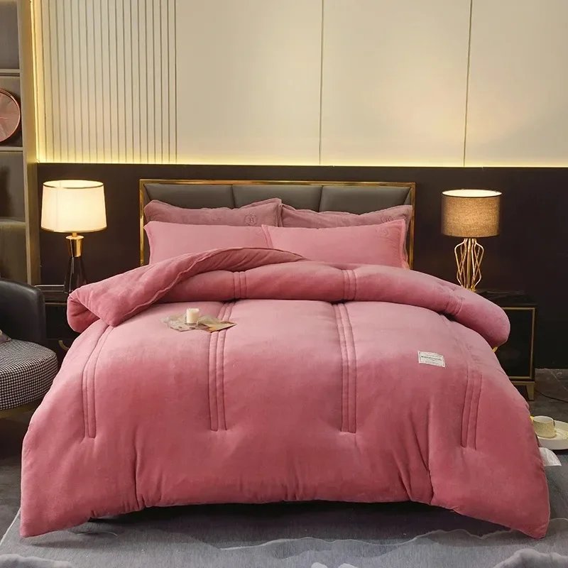 Winter Quilt Blanket Double Sided Velvet Lamb Cashmere Double Bed Quilts King Queen Full Size Bed Duvet Thicken Comforter Core