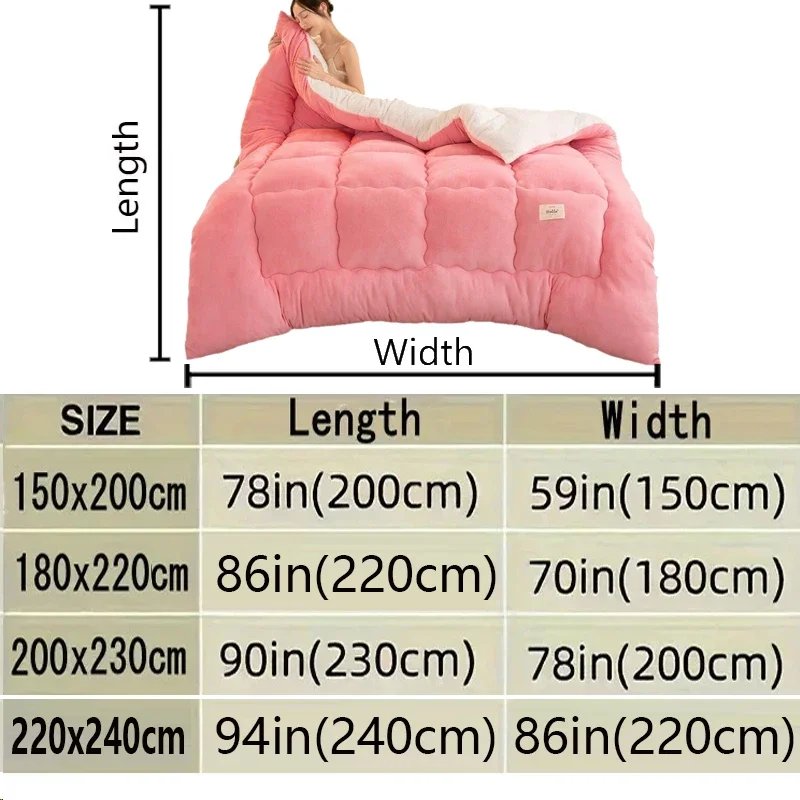 Winter Quilt Blanket Double Sided Velvet Lamb Cashmere Double Bed Quilts King Queen Full Size Bed Duvet Thicken Comforter Core