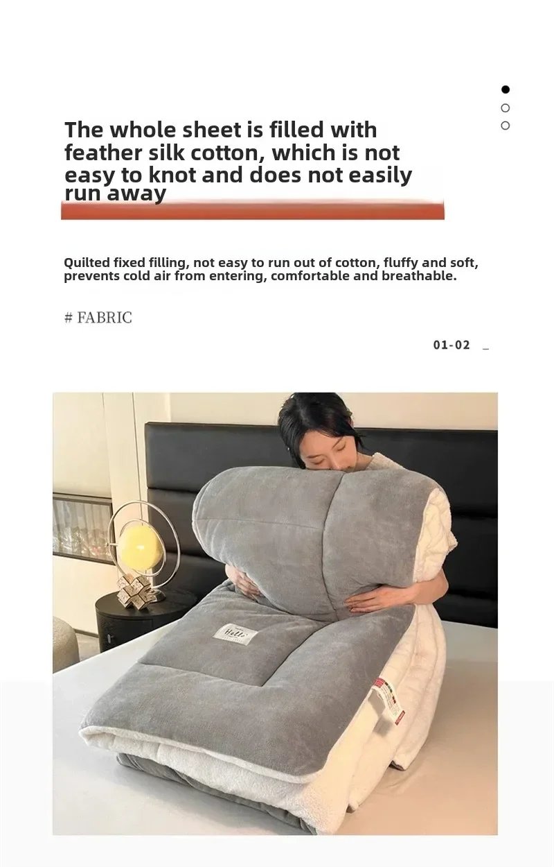 Winter Quilt Blanket Double Sided Velvet Lamb Cashmere Double Bed Quilts King Queen Full Size Bed Duvet Thicken Comforter Core