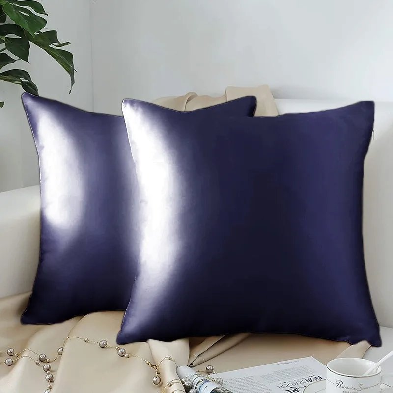 1pc Pillowcase Super Soft Imitated Satin Silk Pillowcase with Zipper for Hair and Skin  Breathable Both Sides Silk Pillow Case