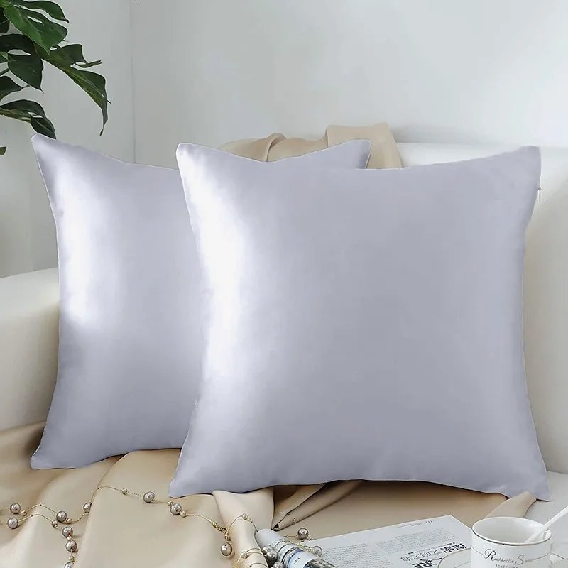 1pc Pillowcase Super Soft Imitated Satin Silk Pillowcase with Zipper for Hair and Skin  Breathable Both Sides Silk Pillow Case
