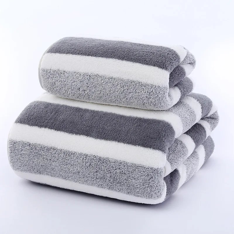 1 pcs Striped Face Towel 35x75cm For Bathroom Or Soft And Absorbent Quick-Drying Experience Microfiber Bath Towel 70x140cm