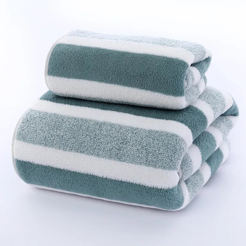 1 pcs Striped Face Towel 35x75cm For Bathroom Or Soft And Absorbent Quick-Drying Experience Microfiber Bath Towel 70x140cm