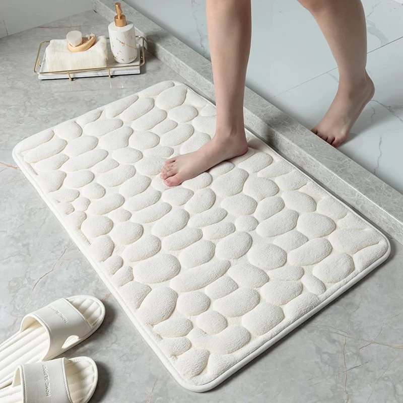 Cobblestone Embossed Bathroom Bath Mat Coral Fleece Non-slip Carpet In Bathtub Floor Rug Shower Room Doormat Memory Foam Pad Cobblestone Embossed Bathroom Bath Mat Coral Fleece Non-slip Carpet In Bathtub Floor Rug Shower Room Doormat Memory Foam Pad