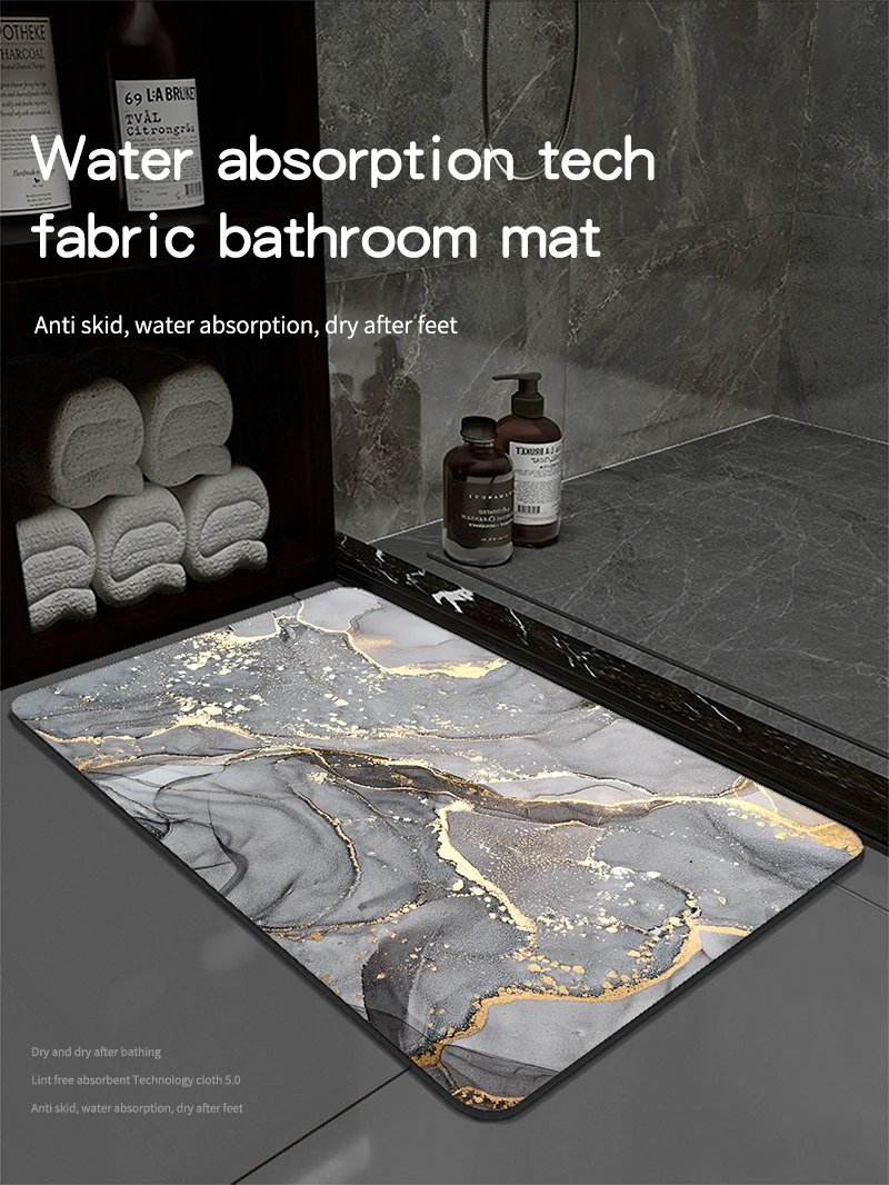 Diatomaceous Earth Bath Mat Bathroom Rug Absorbent Non-slip Floor Foot Mats Quick Dry Shower Carpet Toilet Pad Doormat Washable