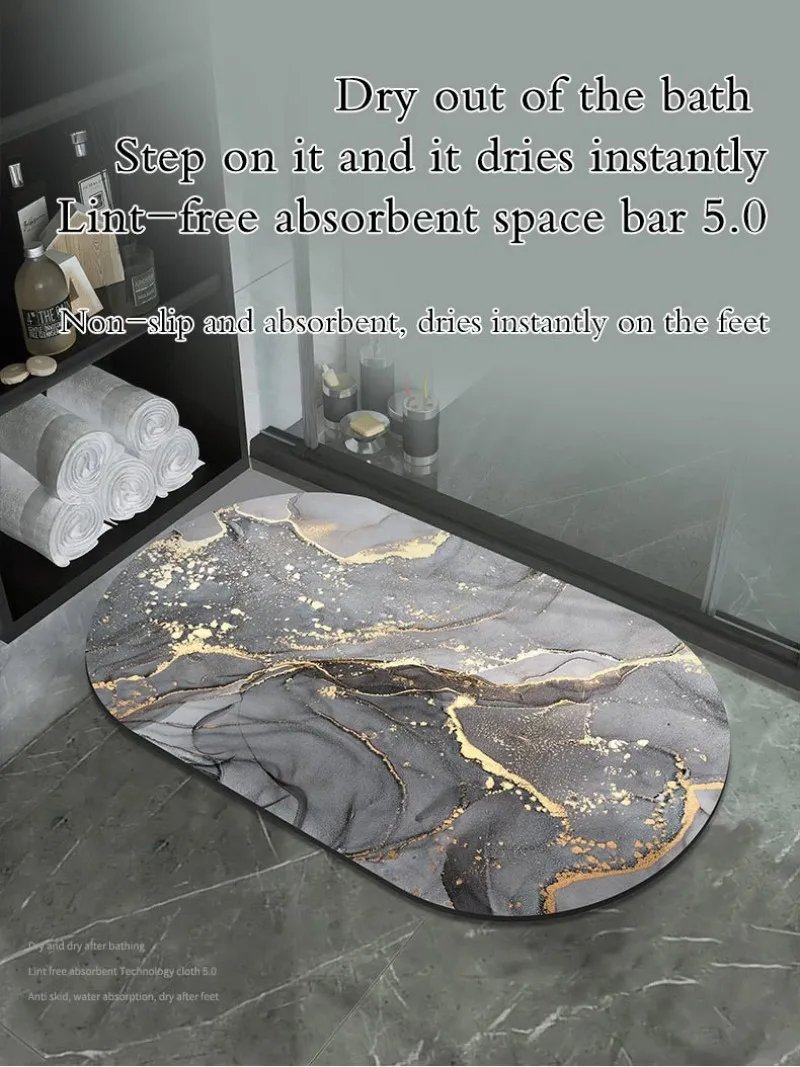 Super Absorbent Bathroom Rug Bath Mat Floor Foot Mats Quick Dry Non-Slip Shower Pad Toilet Carpet Washable