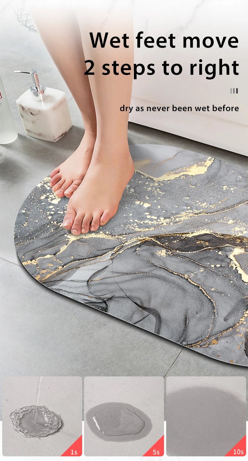 Super Absorbent Bathroom Rug Bath Mat Floor Foot Mats Quick Dry Non-Slip Shower Pad Toilet Carpet Washable