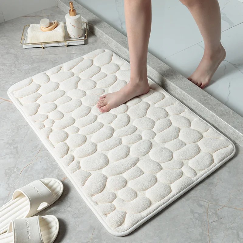Cobblestone Embossed Bathroom Bath Mat Non-slip Carpets In Wash Basin Bathtub Side Shower Room Floor Rug Doormat Memory Foam Pad