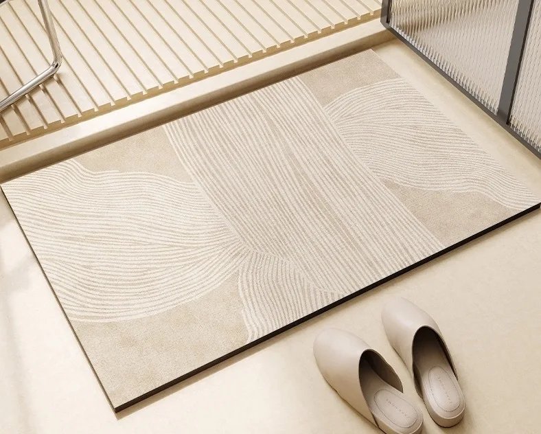 Non-Slip Bath Mat Diatomite Mats with Rubber Backing Soft Absorbent Bathroom Rug Diatomite Mud Thin Bath Mat for Hallway Shower