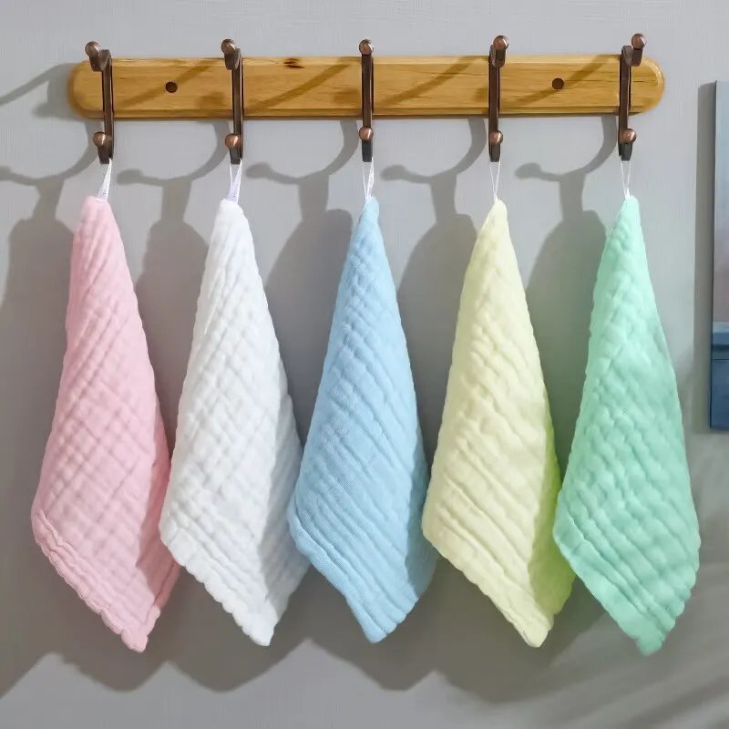 5Pcs 30x30cm Baby Towel Bath Towels Face Washcloth Muslin Squares Cotton Hand Wipe Gauze for Bathing Feeding Kids Handkerchief