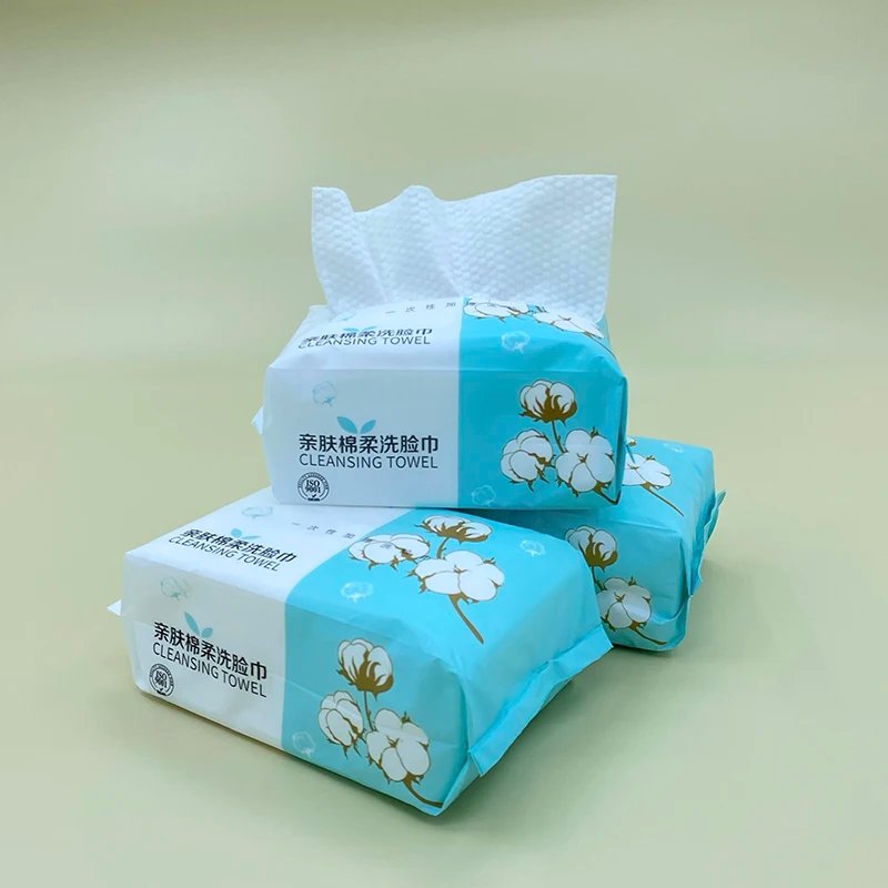 100PCS Natural Disposable Face Towel Travel Facial Cleansing Wet And Dry Makeup Remover Pearl Cotton Soft Makeup Nonwoven Towel