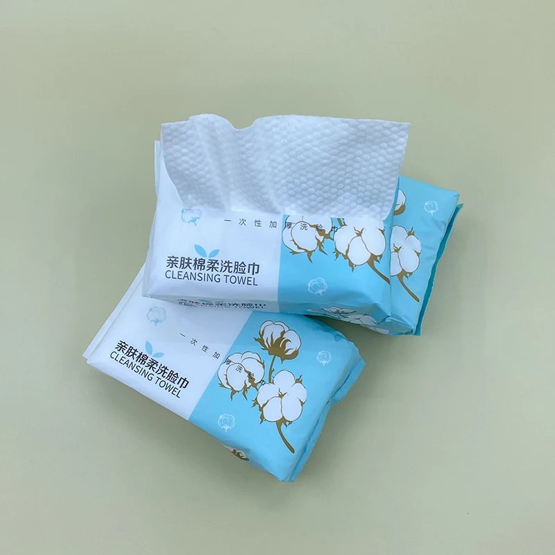 100PCS Natural Disposable Face Towel Travel Facial Cleansing Wet And Dry Makeup Remover Pearl Cotton Soft Makeup Nonwoven Towel