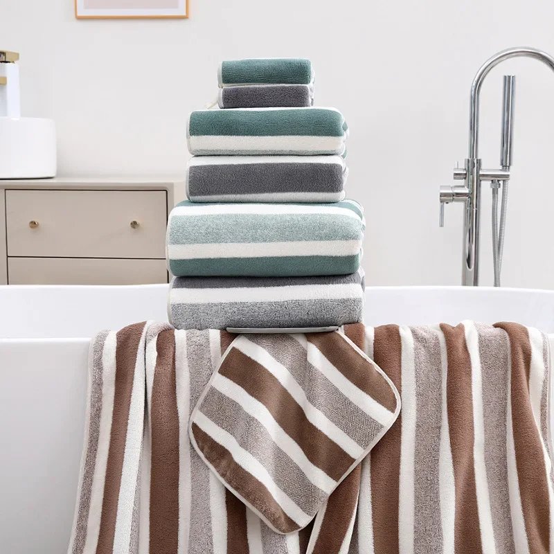 Coral velvet wide strip towel bath towel for home adult thickened towel absorbent soft face towel bath towel