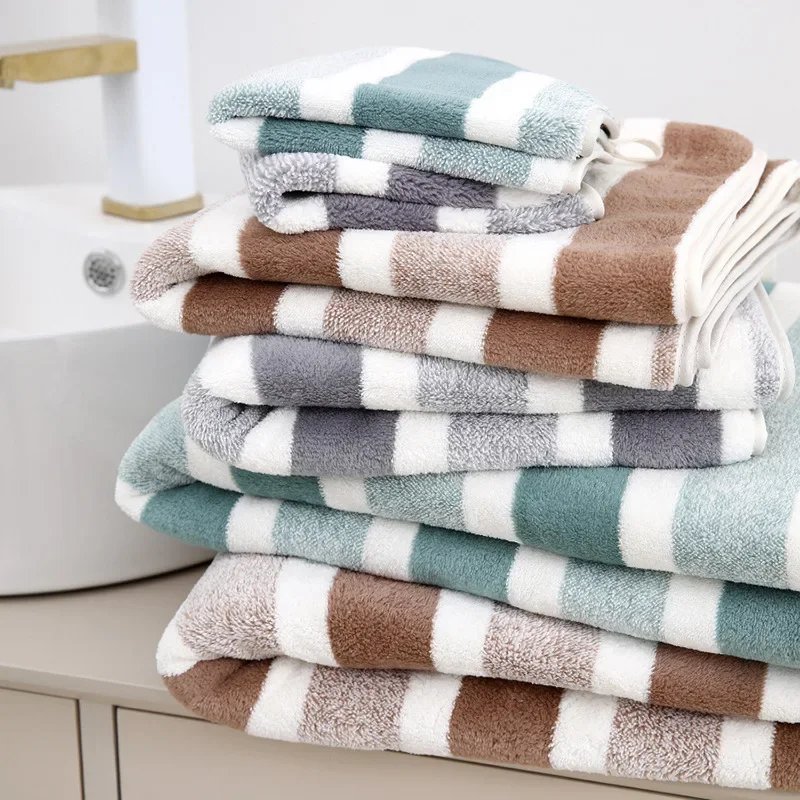 Coral velvet wide strip towel bath towel for home adult thickened towel absorbent soft face towel bath towel