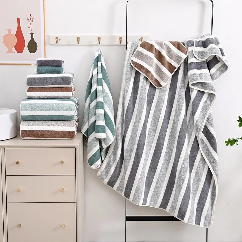 Coral velvet wide strip towel bath towel for home adult thickened towel absorbent soft face towel bath towel