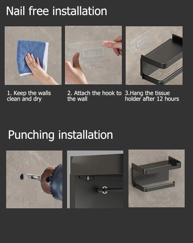 Toilet Paper Holder  Storage Rack Kitchen Towel Placement of seasoning bottles Bathroom Wall Roll of Paper Phone Storage