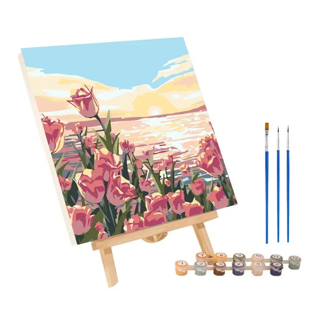 Frame Painting By Numbers Kits Abstract Sunset Landscape Modern Drawing Coloring By Numbers Acrylic Paint For Home Decor