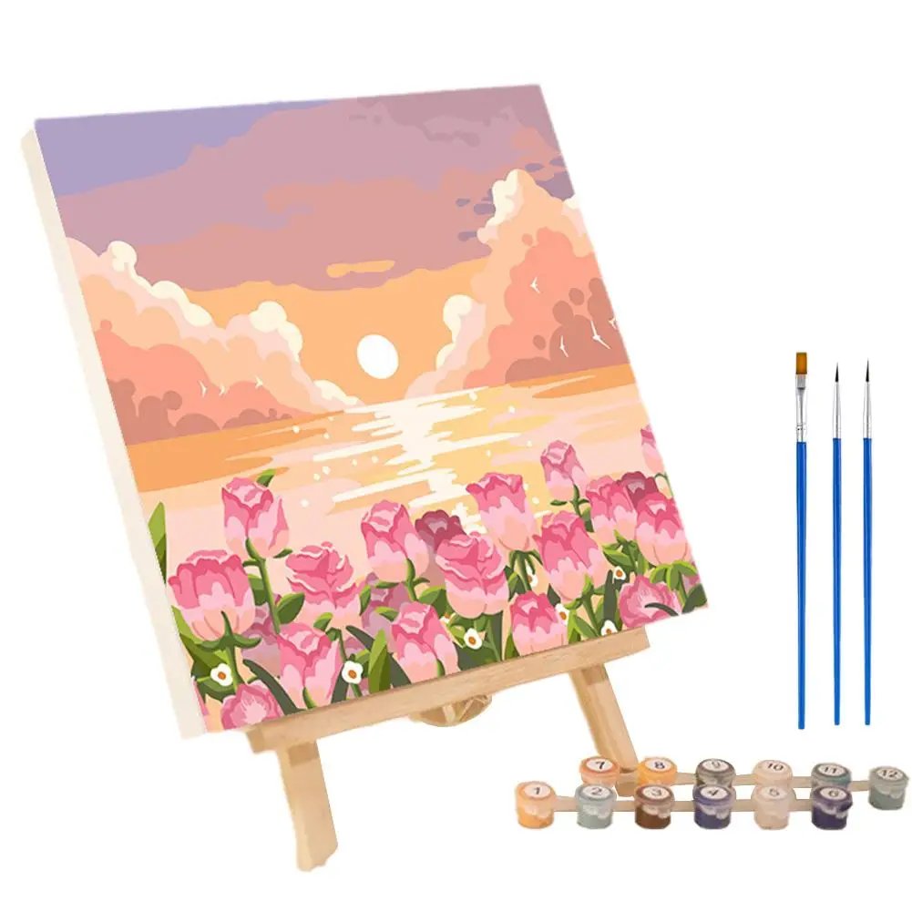 Frame Painting By Numbers Kits Abstract Sunset Landscape Modern Drawing Coloring By Numbers Acrylic Paint For Home Decor
