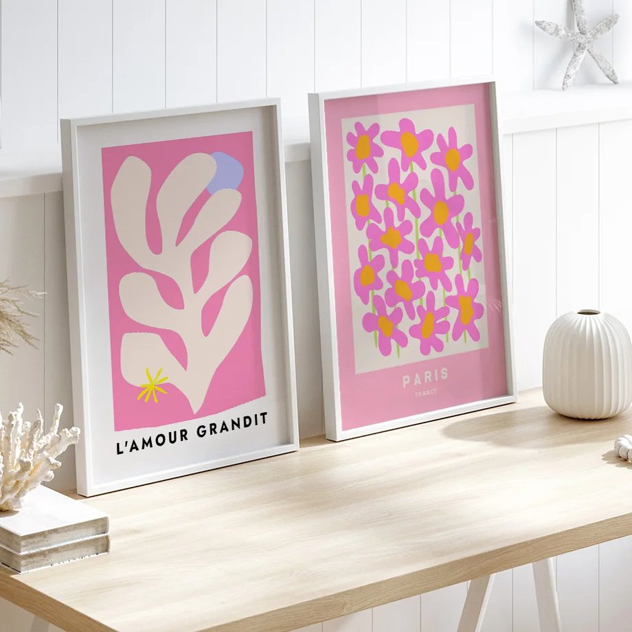 Pink Angel Number Poster And Prints Flower Maket Exhibition Gallery Wall Art Canvas Painting Pictures For Living Room Decor