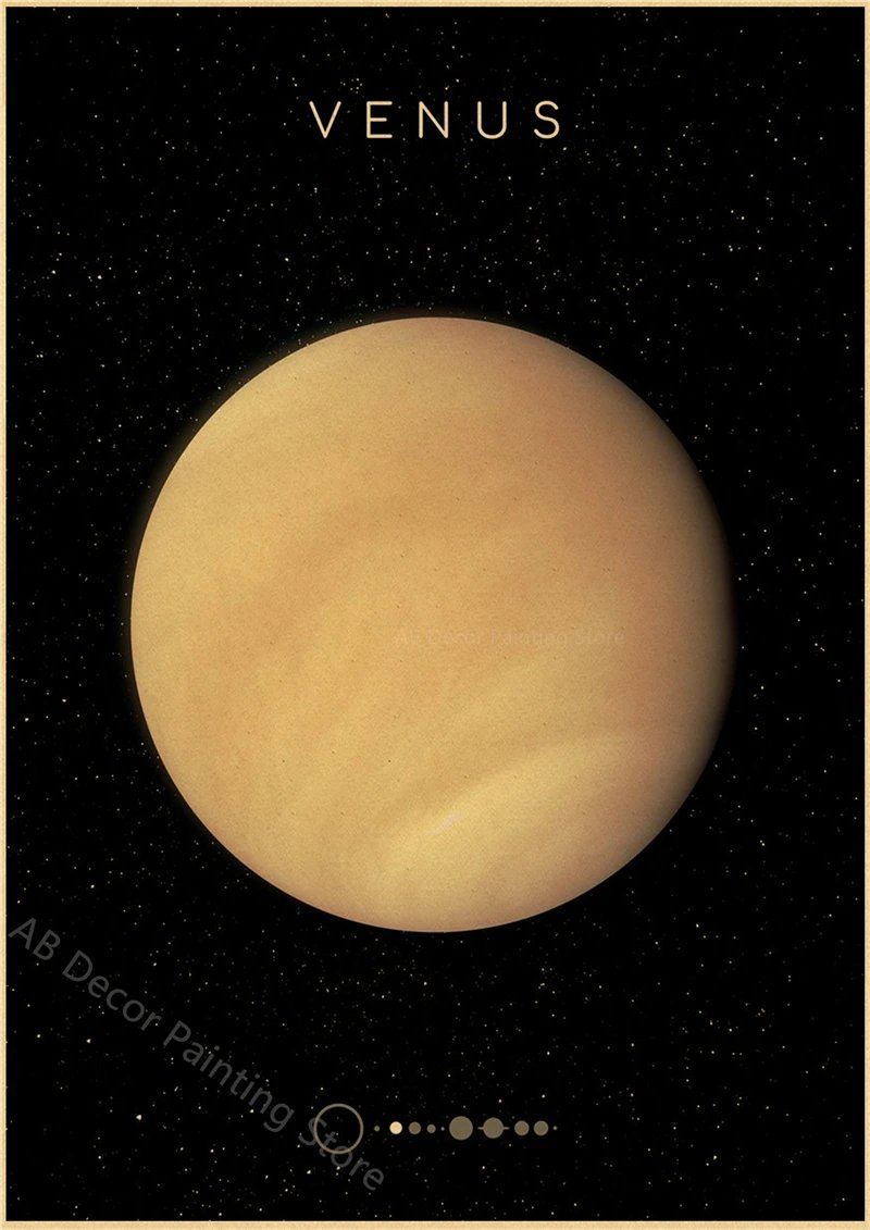 Planets and Universe Retro Space Mars Venus Moon Posters Astronomy Prints Poster Vintage Home Room Cafe Decor Art Wall Painting