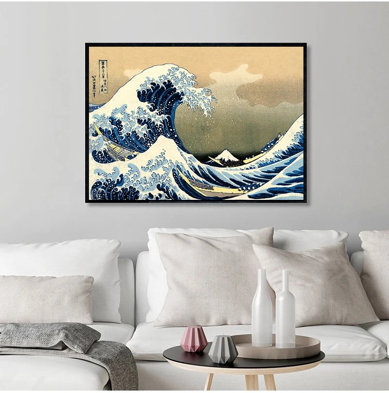 The Great Wave of Kanagawa Ukiyoe Japanese Art  Vintage Wall Canvas Print Famous Painting Living Room Decoration Picture
