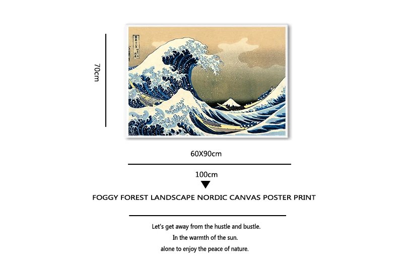 The Great Wave of Kanagawa Ukiyoe Japanese Art  Vintage Wall Canvas Print Famous Painting Living Room Decoration Picture
