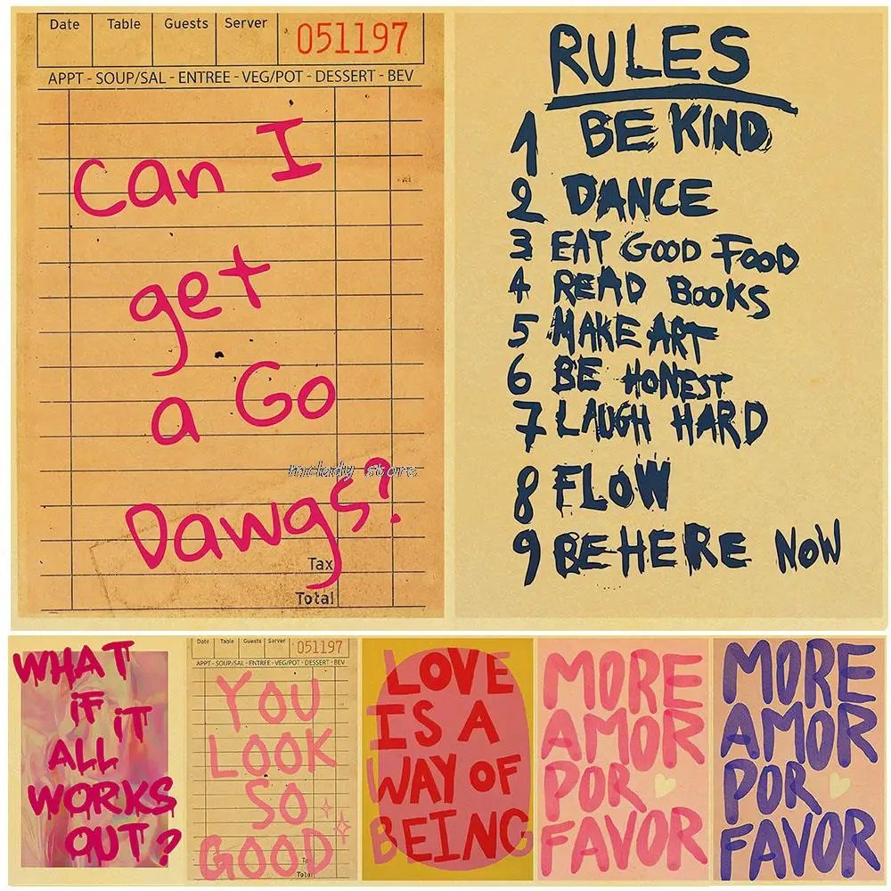 Pink Love Quote Poster American Retro Kraft Paper Poster Creative Canvas Painting Room Wall Cafe Decoration Poster Pink Love Quote Poster American Retro Kraft Paper Poster Creative Canvas Painting Room Wall Cafe Decoration Poster