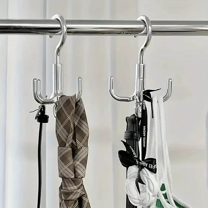1Pc Multifunctional Rotating Clothes Hook, Punch Free 4-Claw Rotation Coat Hanger, Belt Organizer, Scarf Storage Rack, Wardrobe 1Pc Multifunctional Rotating Clothes Hook, Punch Free 4-Claw Rotation Coat Hanger, Belt Organizer, Scarf Storage Rack, Wardrobe