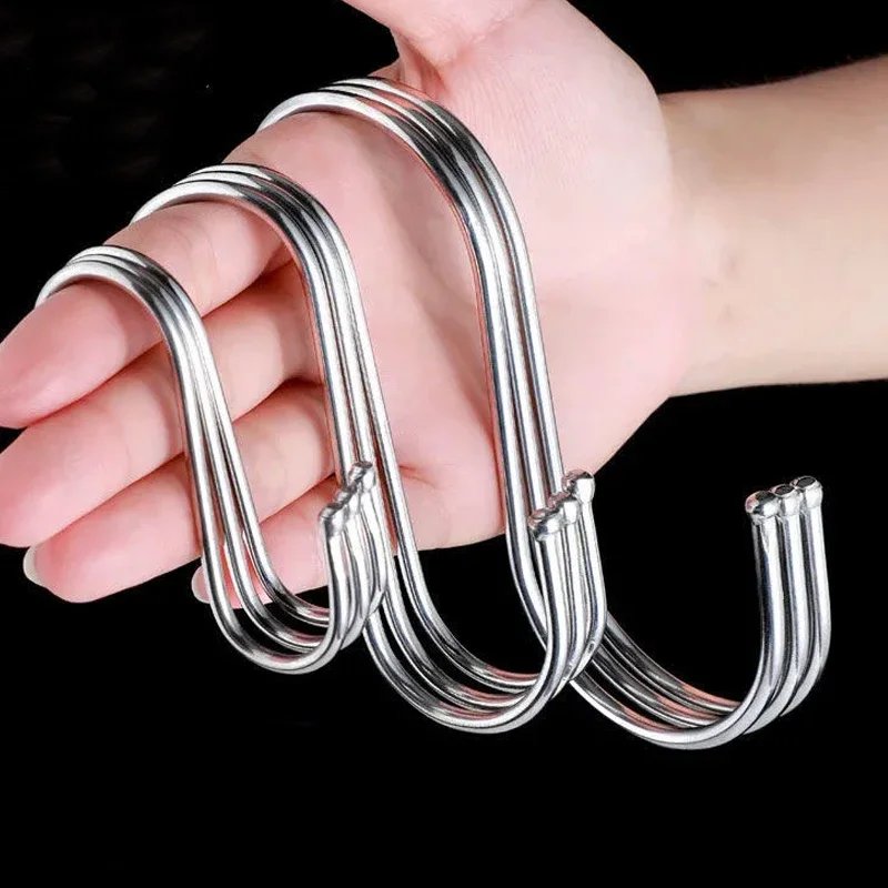 Stainless Steel S Hooks with Sharp Tip Utensil Meat Clothes Hanger Hanging Hooks for Butcher Shop Kitchen Baking Tools